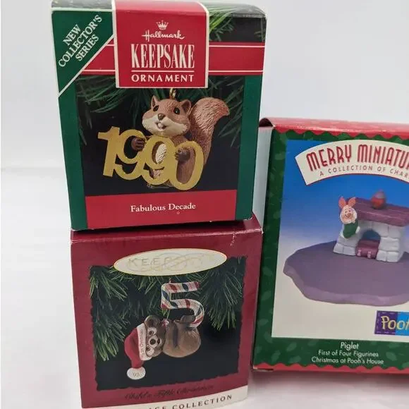 Hallmark Ornaments Keepsake Vintage Age Collection Chipmunk Pooh Piglet W/Boxes - Picture 12 of 12